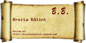 Breita Bálint névjegykártya